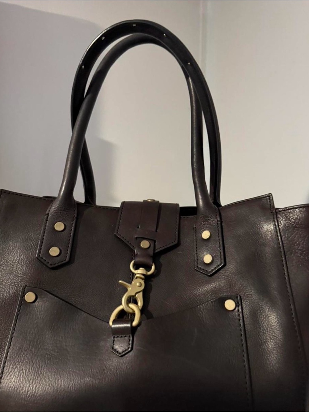 Abercrombie & Fitch Vintage Y2K Black Leather Tote Bag Purse - Picture 2 of 6
